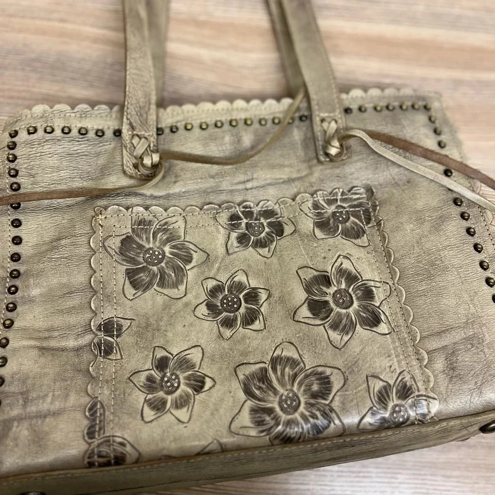 American West Leather Floral Embossed Shoulder Bag